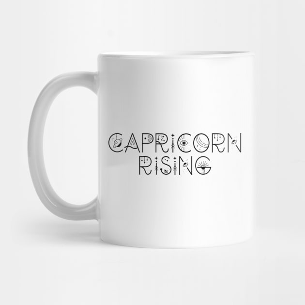 Capricorn rising sign celestial typography by lilacleopardco